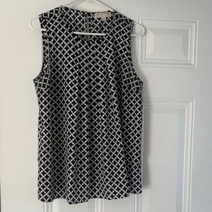 Michael Kors Black and White Geometric Sleeveless Camisole